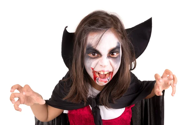 Menina no traje de vampiro de Halloween — Fotografia de Stock