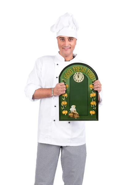 Chef con una scheda menu — Foto Stock