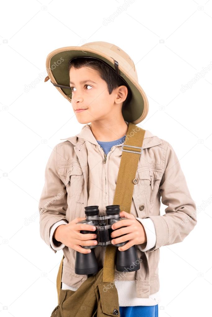Boy with camera playing Safari
