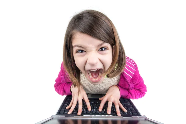 Dziewczyna z komputera przenośnego Zdjęcie Stockowe