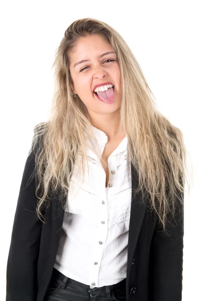 Mulher de negócios fazendo rostos — Fotografia de Stock