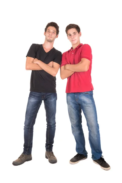 Teenage brothers on white — Stock Photo, Image