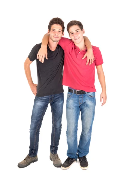 Браття-підлітки на білому — стокове фото
