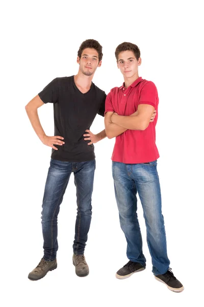 Teenage brothers on white Royalty Free Stock Photos