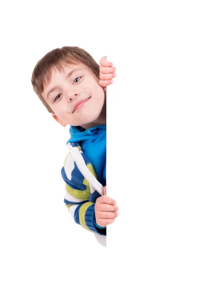 Boy with a white board — Stock Photo, Image