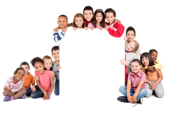 Group of children with blank board — Stock Photo, Image