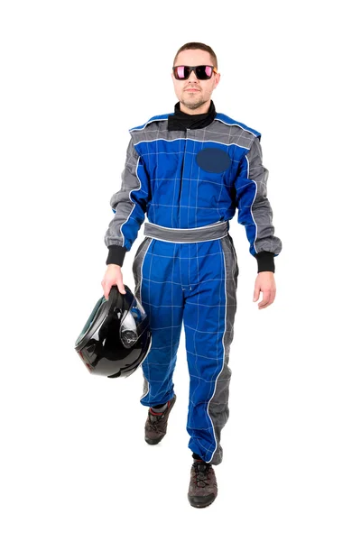 Racing driver with helmet — Stock Photo, Image