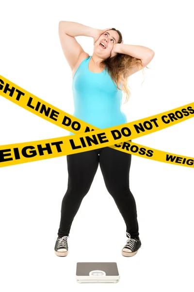 Não cruze a linha de peso — Fotografia de Stock