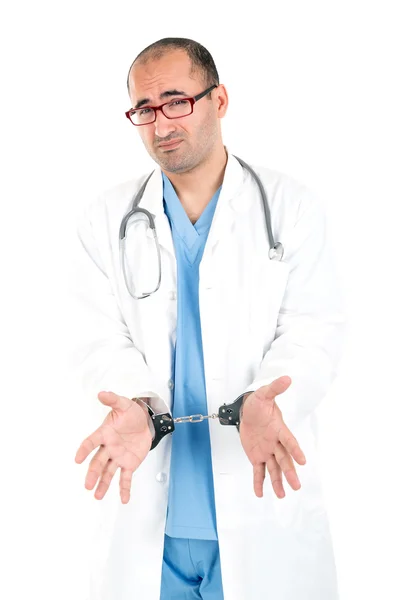 Male Doctor in handcuffs — Stock Photo, Image