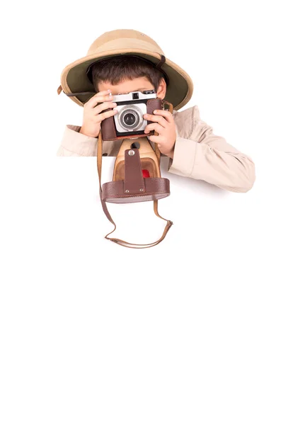 Niño con cámara jugando Safari —  Fotos de Stock