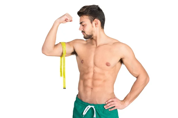 Man with measuring tape — Stock Photo, Image
