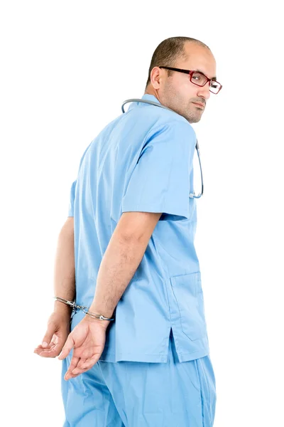 Male Doctor in handcuffs — Stock Photo, Image