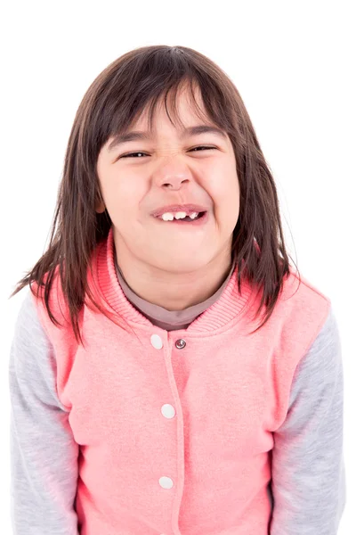 Little girl making faces — Stock Photo, Image