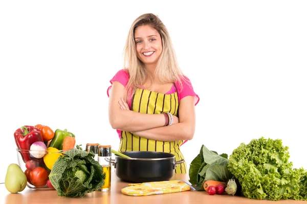 Hermosa mujer cocinar — Foto de Stock