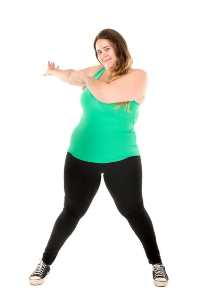 Large girl doing fitness — Stock Photo, Image