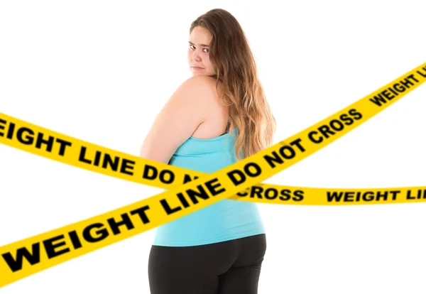 Fată grasă. conceptul de dietă — Fotografie, imagine de stoc
