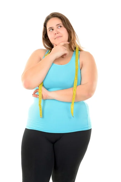 Fat thinking girl — Stock Photo, Image