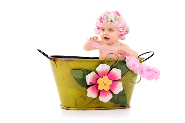 Bebê menina tomando banho — Fotografia de Stock