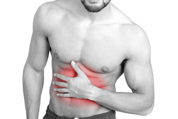 Man has abdominal pain — Stock Photo, Image