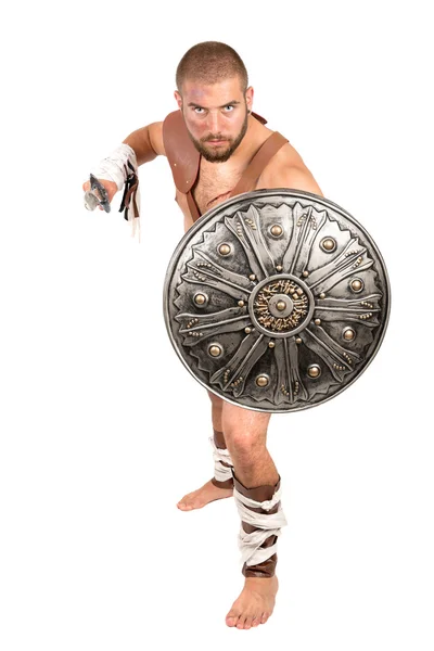 Gladiator man with weapon — Stock Photo, Image