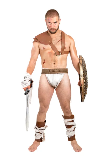 Gladiator człowiek z broni — Zdjęcie stockowe