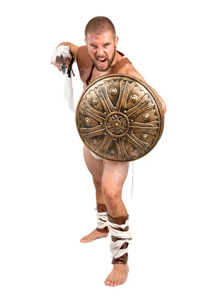 Gladiador hombre con arma — Foto de Stock