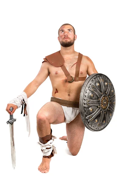 Gladiatore uomo con arma — Foto Stock