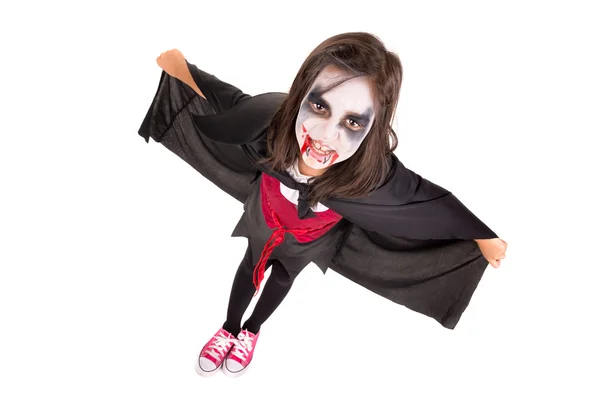 Dívka v Halloween kostýmu upíra — Stock fotografie