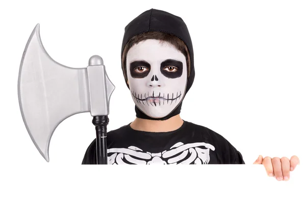 Pojke i Halloween skelett dräkt — Stockfoto