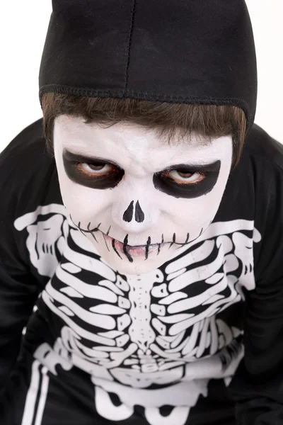 Pojke i Halloween skelett dräkt — Stockfoto