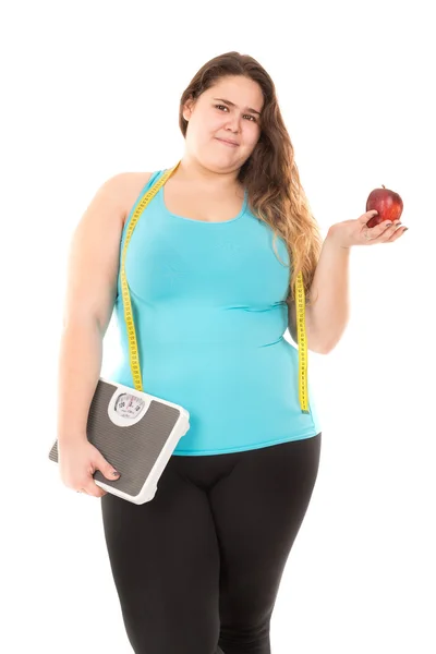 Large, fat girl dieting — Stock Photo, Image