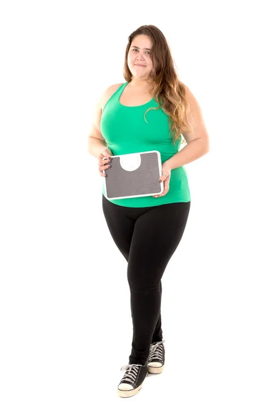 Large girl with scale — Stock Photo, Image