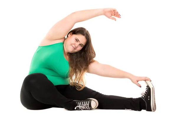 Fat, large girl exercising — Stock Photo, Image