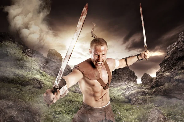 Hombre fuerte gladiador romano — Foto de Stock