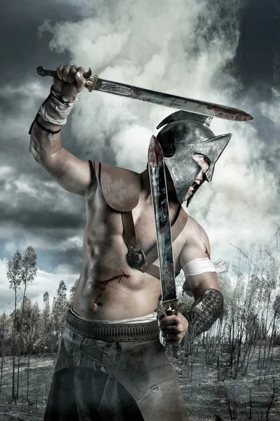 Strong roman gladiator man — Stock Photo, Image