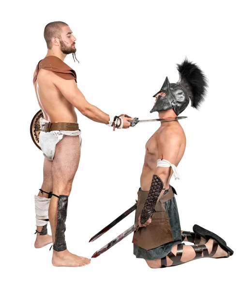 Zwei Männer römische Gladiatoren — Stockfoto