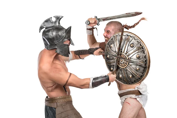 Zwei Männer römische Gladiatoren — Stockfoto