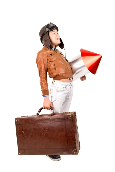 Rocket boy ready for adventure — Stock Photo, Image