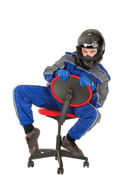 Racing on office chair — Stock Photo, Image