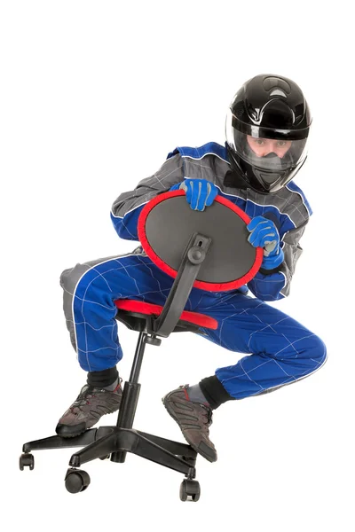 Racing on office chair — Stock Photo, Image