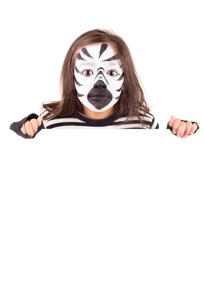 Dívka na sobě kostým zebra — Stock fotografie