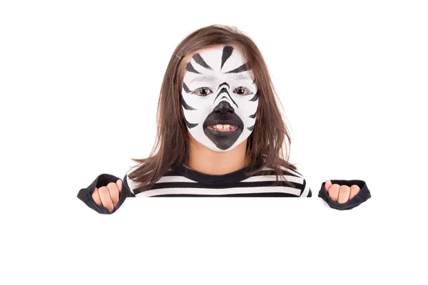 Menina vestindo traje de zebra — Fotografia de Stock