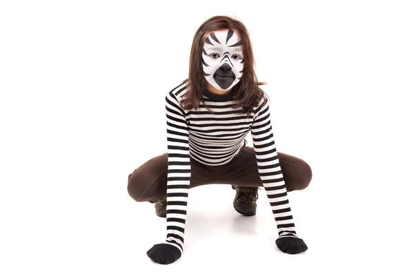 Ragazza indossando costume zebra — Foto Stock