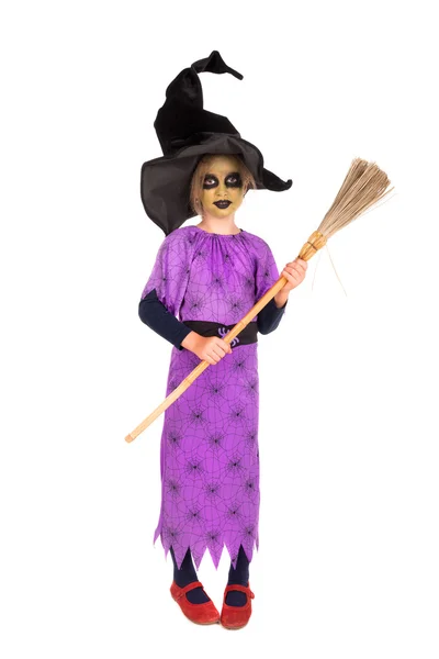 Young girl in Halloween witch costume — Stock Photo, Image