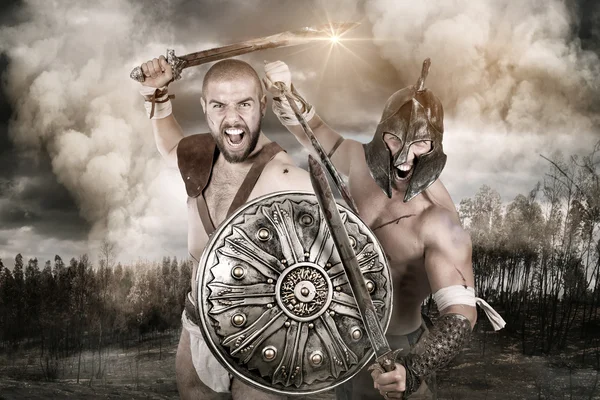 Two gladiators, warriors — Stock Photo, Image