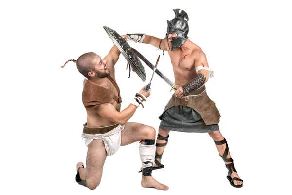 Två gladiatorer, krigare — Stockfoto