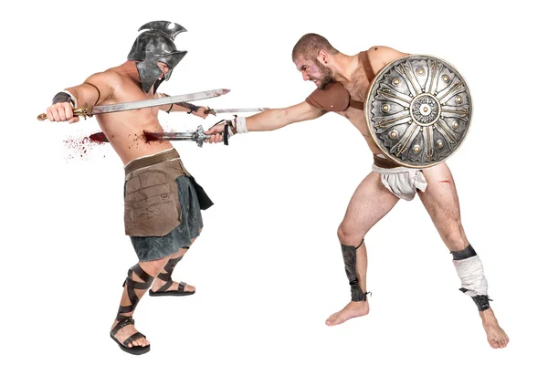 Két gladiátorok, harcosok — Stock Fotó