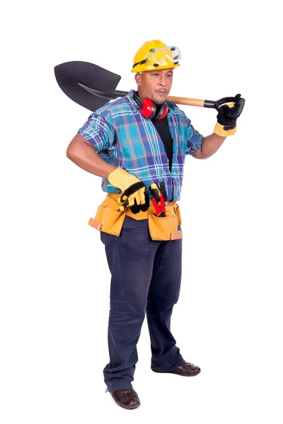 Construction worker with shovel — Stock Photo, Image