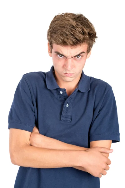 Teenage boy grimacing — Stock Photo, Image