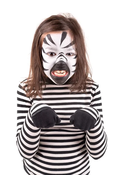 Ragazza in costume zebra — Foto Stock